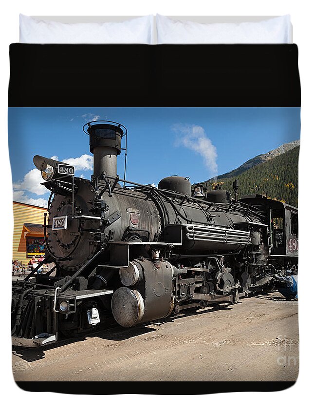 Afternoon Duvet Cover featuring the photograph Silverton Station Engine 480 on the Durango and Silverton Narrow Gauge RR by Fred Stearns