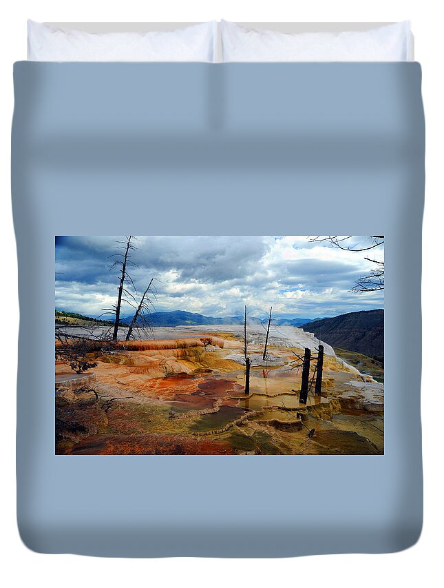 Yellowstone Duvet Cover featuring the photograph Simmering Color by Richard Gehlbach