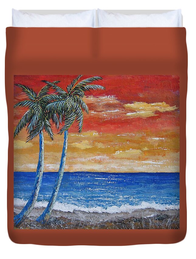 Palm Trees Duvet Cover featuring the painting Simple Pleasure by Suzanne Theis