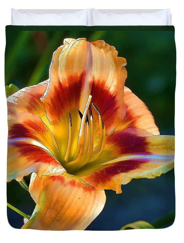 Lily Duvet Cover featuring the photograph Simplified Lily by Paul DeRocker