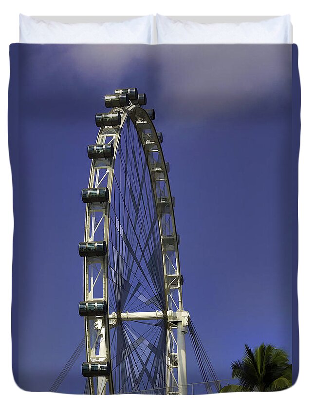 Asia Duvet Cover featuring the photograph Singapore Flyer by Ashish Agarwal