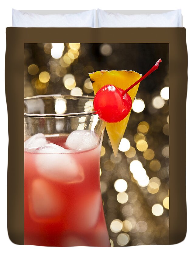 Arm Sling Duvet Cover featuring the photograph Singapore Sling cocktail by U Schade