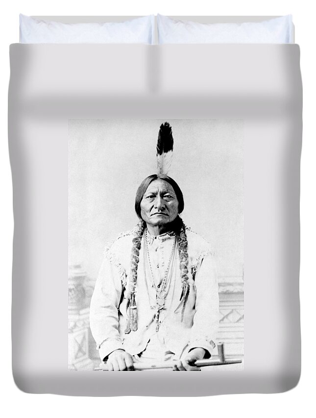 #faatoppicks Duvet Cover featuring the photograph Sioux Chief Sitting Bull by War Is Hell Store