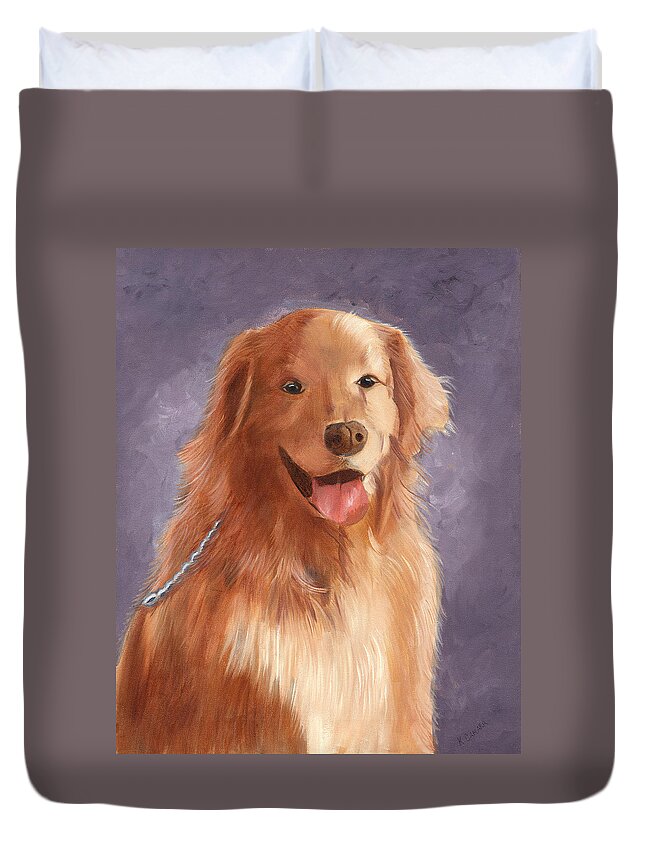 Pets Duvet Cover featuring the painting Sir Angus by Kathie Camara