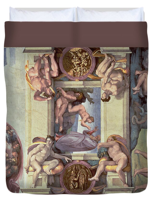 Sistine Chapel Ceiling 1508 12 The Creation Of Eve 1510 Fresco Post Restoration Duvet Cover