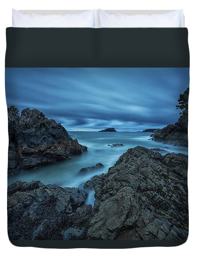 Vancouver Island Duvet Cover featuring the photograph Six Minute Exposure Of The Clouds And by Robert Postma / Design Pics