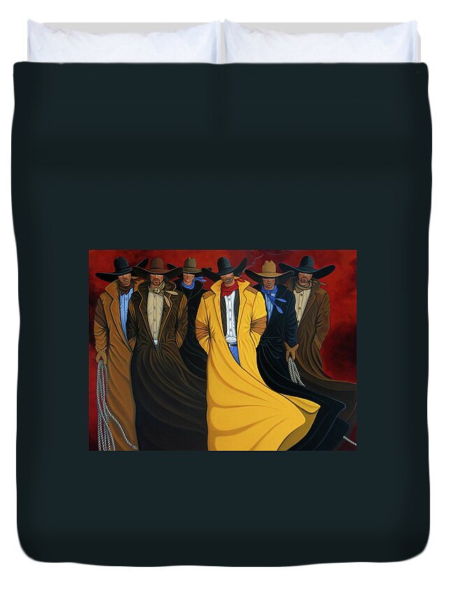 Contemporary Duvet Cover featuring the painting Six Pac by Lance Headlee