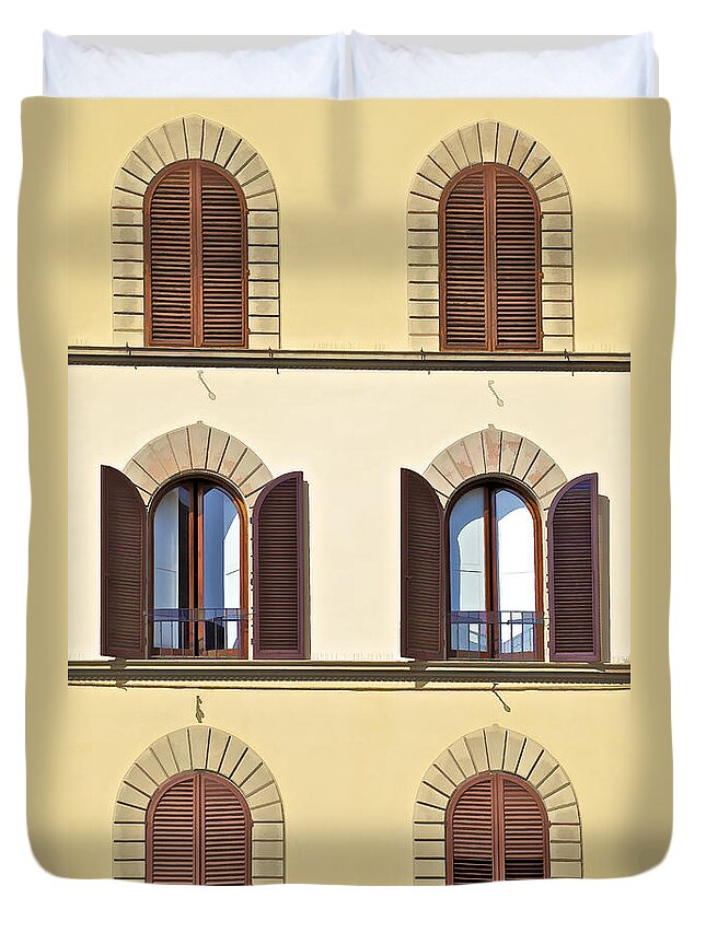 Window Duvet Cover featuring the photograph Six Windows of Florence by David Letts