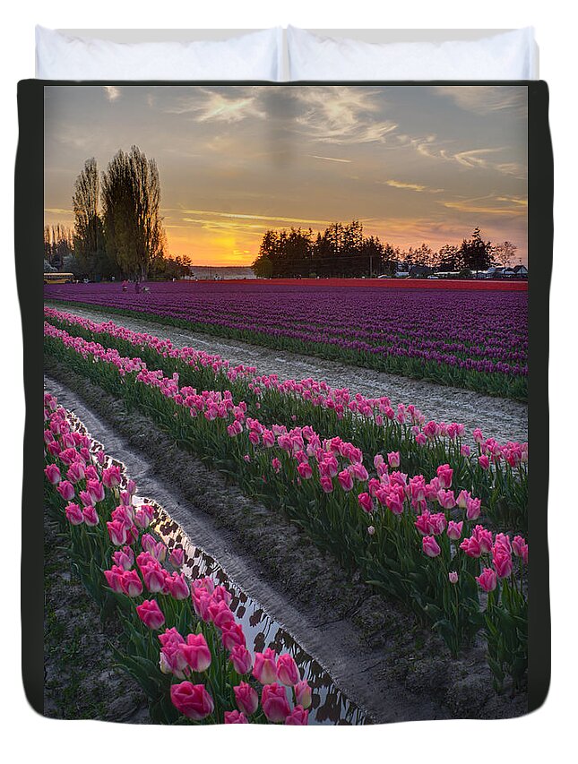 Tulip Duvet Cover featuring the photograph Skagit Valley Flower Layers by Mike Reid