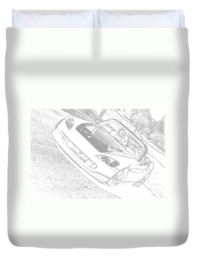 Sketch Duvet Cover featuring the mixed media Sketched S2000 by Eric Liller