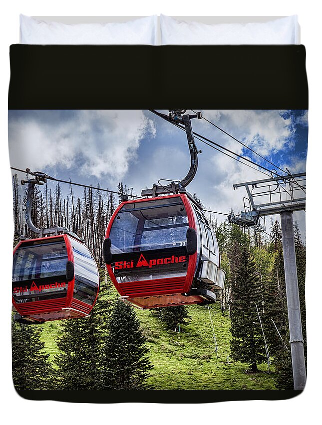 Ski Apache Duvet Cover featuring the photograph Ski Apache Gondolas by Diana Powell