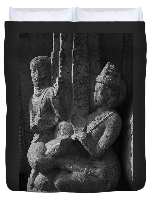 Twin Duvet Cover featuring the photograph SKN 2023 Twin Sculptures by Sunil Kapadia