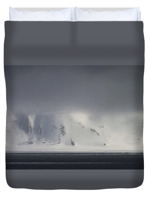 Arctic Ocean Duvet Cover featuring the photograph Skua above the Arctic Ocean by Pekka Sammallahti