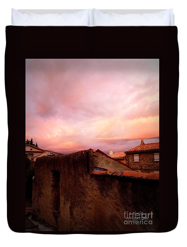 Sunset Duvet Cover featuring the photograph Sky Drama by Lainie Wrightson