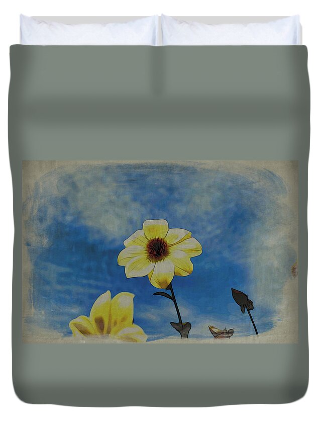 Flowers Duvet Cover featuring the photograph Sky Full of Sunshine by Spencer Hughes