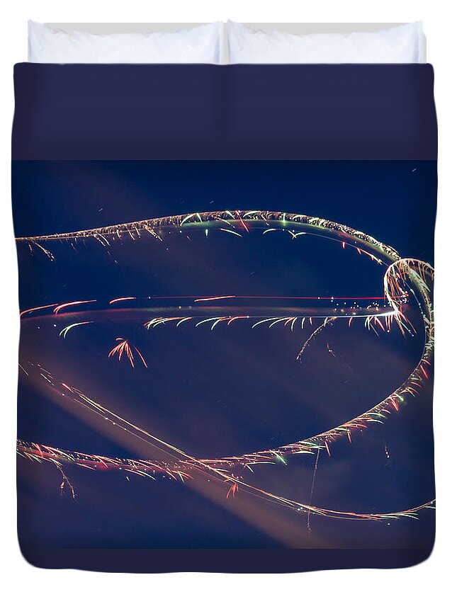 Bill Pevlor Duvet Cover featuring the photograph Sky Light Trails by Bill Pevlor