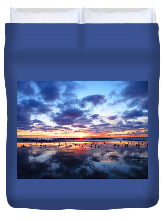 Sky Duvet Cover featuring the photograph Sky Reflections by Julia Ivanovna Willhite
