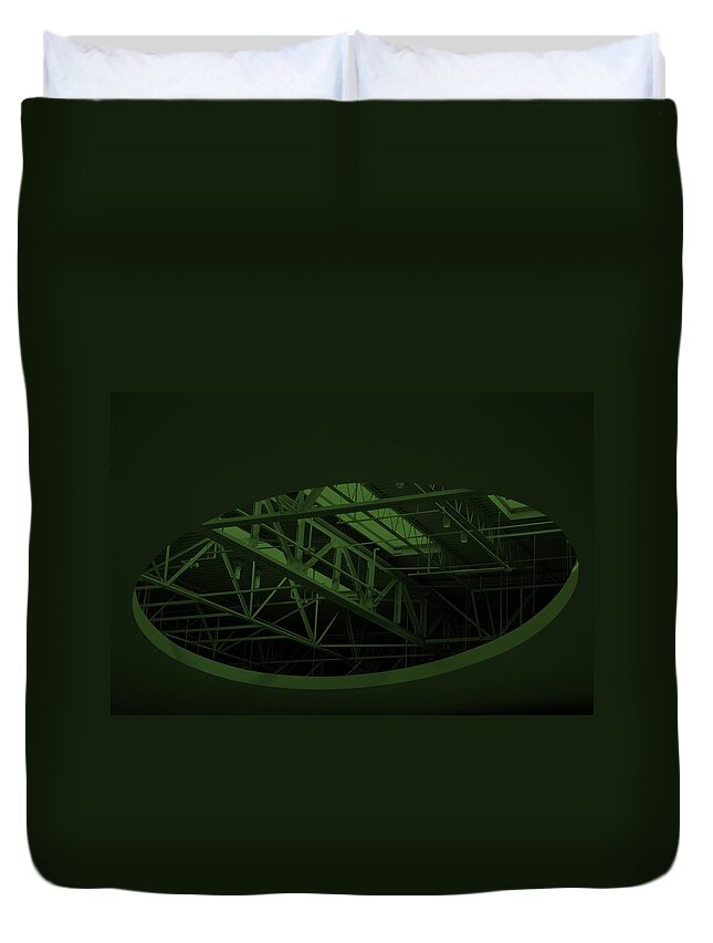 Architecture Duvet Cover featuring the photograph Skylight Gurders In Olive by Rob Hans