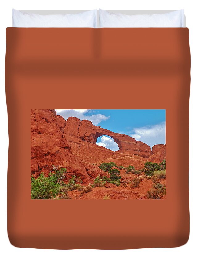 Sky Duvet Cover featuring the photograph Skyline Arch by Dany Lison