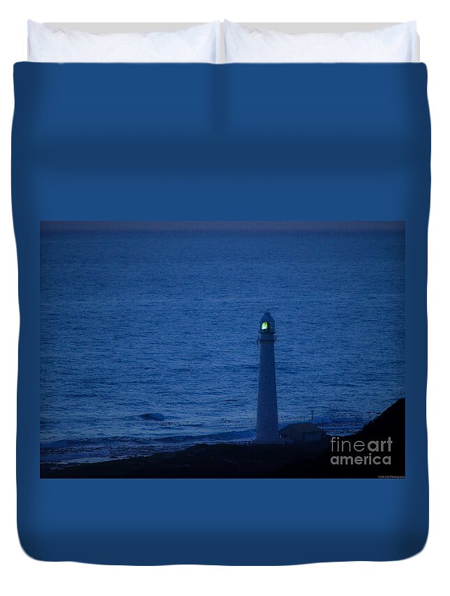 Africa Duvet Cover featuring the photograph Slangkop Lighthouse after Sunset by Jeff at JSJ Photography