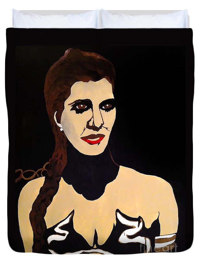 Slave Leia Impression Duvet Cover featuring the painting Slave Leia Artistic Impression--Lg by Saundra Myles