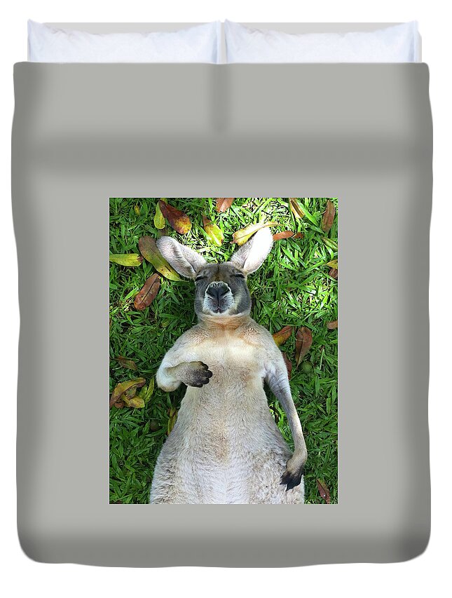 Grass Duvet Cover featuring the photograph Sleeping Roo by Mb Photography
