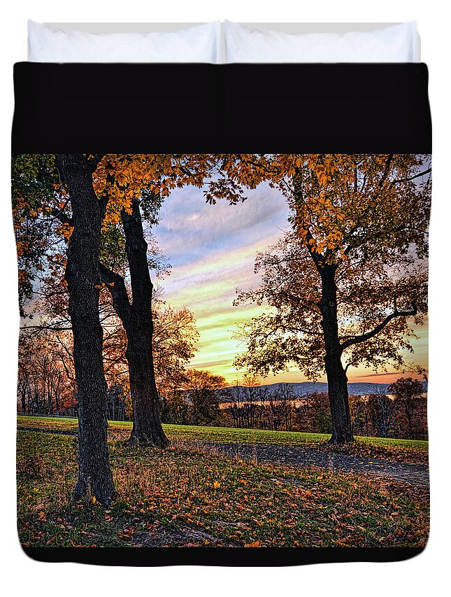 'hudson River Duvet Cover featuring the photograph Sleepy Hollow Sunset by Jeffrey Friedkin