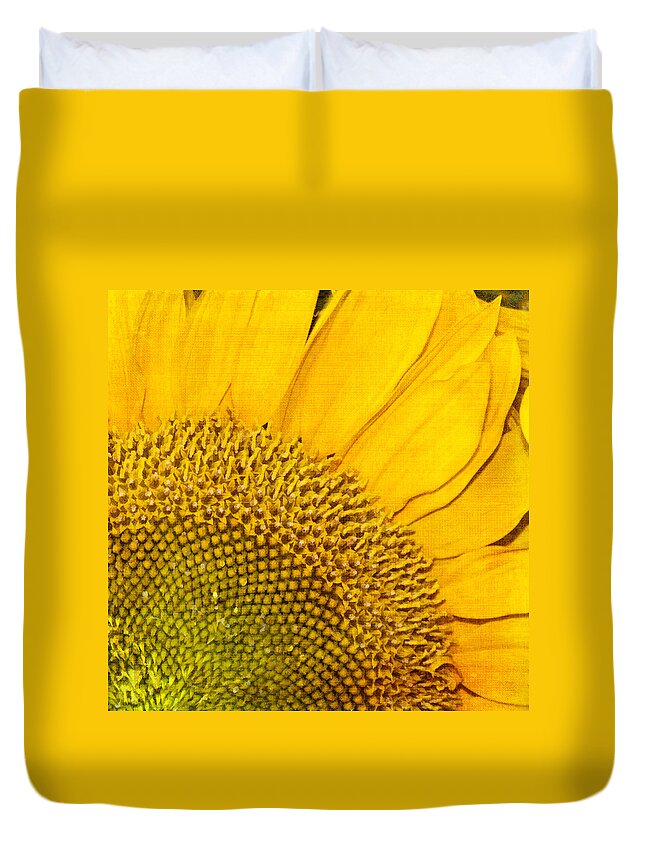 Sunflower Duvet Cover featuring the photograph Slice of Sunshine by Cathy Kovarik