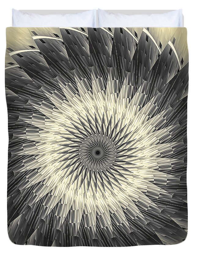 Abstract Duvet Cover featuring the digital art Slices of Sepia by Carolyn Marshall
