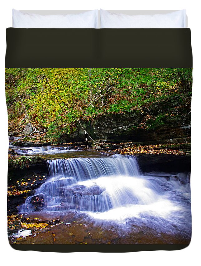 Pa Duvet Cover featuring the photograph Small Falls Below Tuscarora Falls by Rich Walter