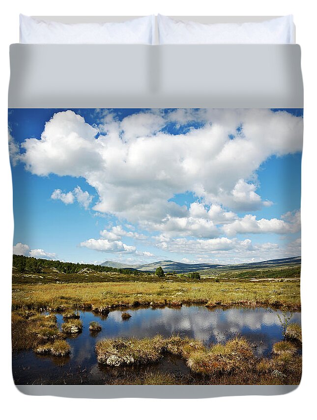 Heather Duvet Cover featuring the photograph Small Pond In The Mountains by Ekely