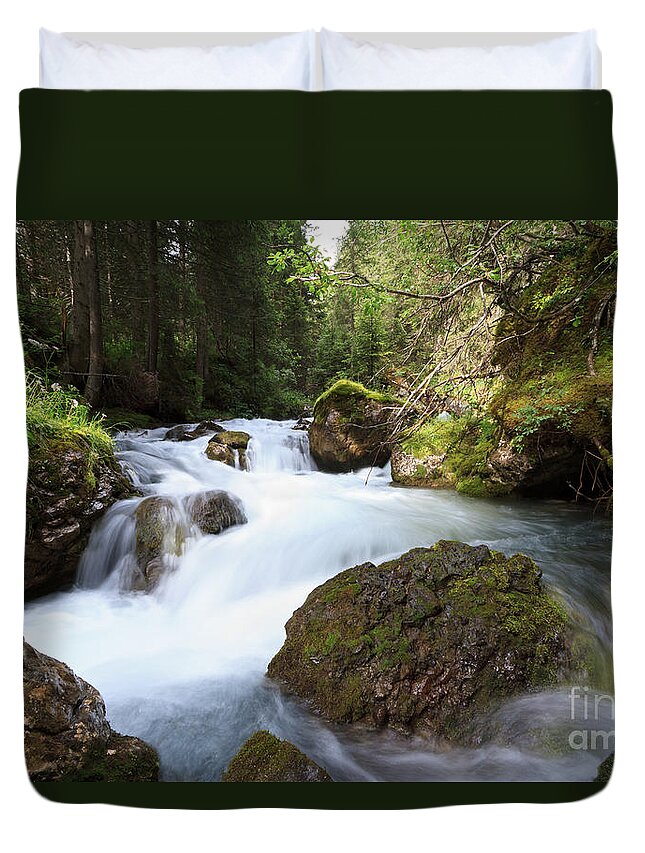 Alps Duvet Cover featuring the photograph Small Stream by Antonio Scarpi