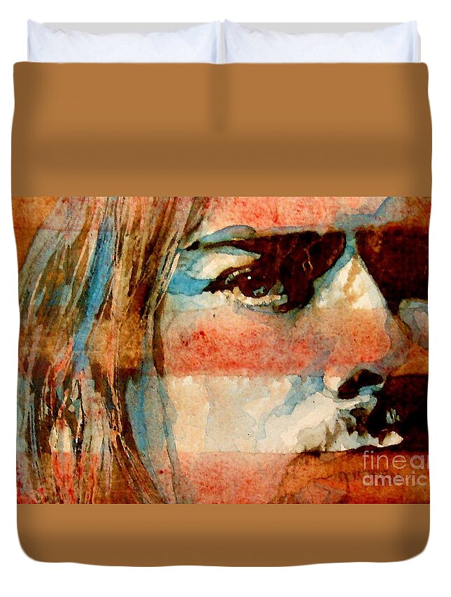 Kurt Cobain Duvet Cover featuring the painting Smells Like Teen Spirit by Paul Lovering