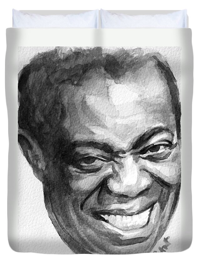 Louis Armstrong Duvet Cover featuring the painting Smile by Laur Iduc