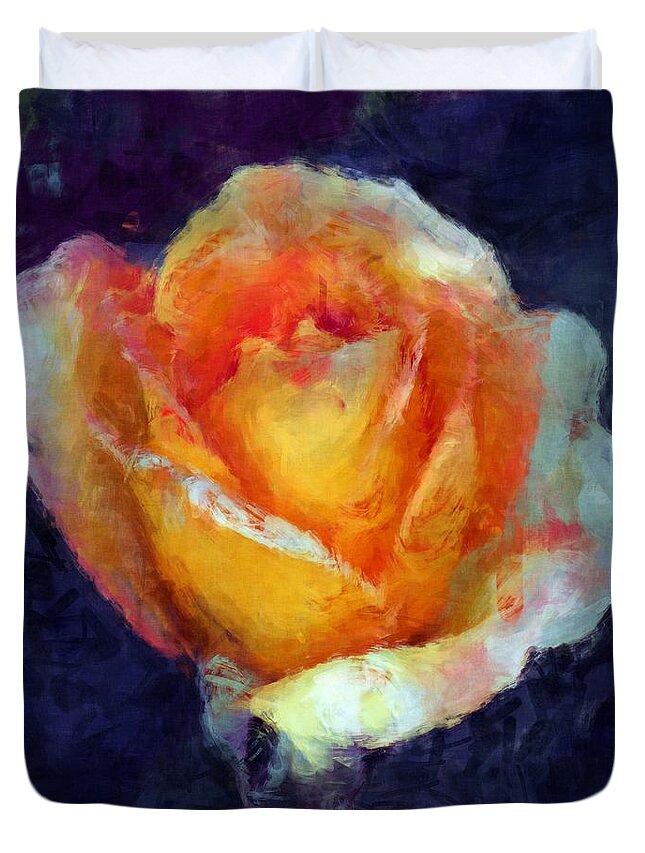 Rose Duvet Cover featuring the painting Smoke and Flame by RC DeWinter