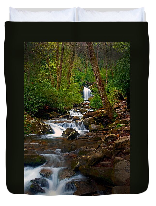 Stream Duvet Cover featuring the photograph Smoky Mtn stream - 024 by Paul W Faust - Impressions of Light