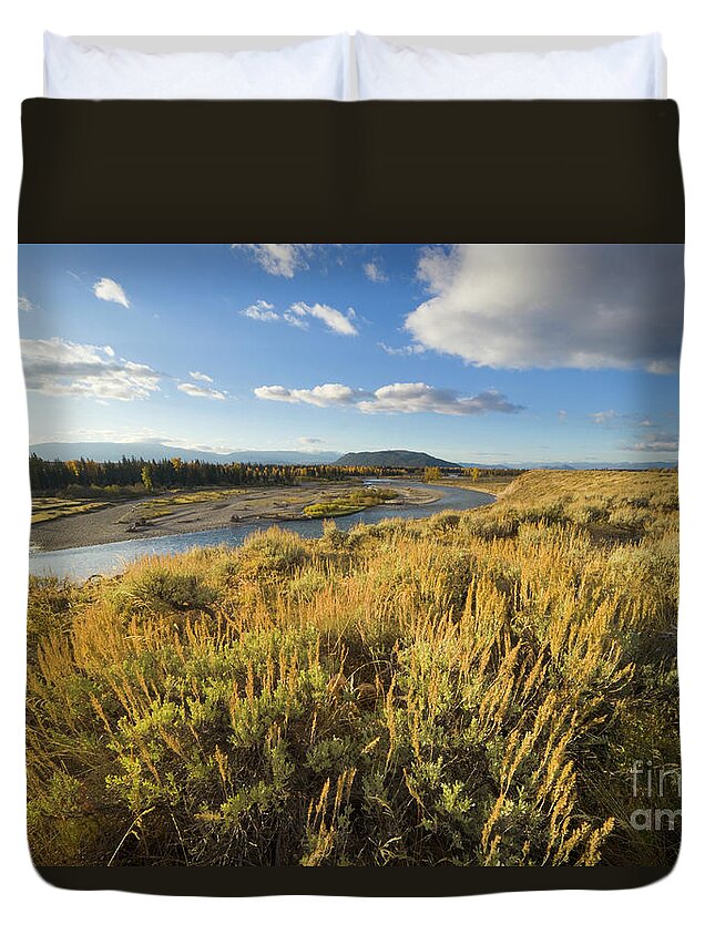 00431129 Duvet Cover featuring the photograph Snake River And Sagebrush Grand Teton NP by Yva Momatiuk John Eastcott