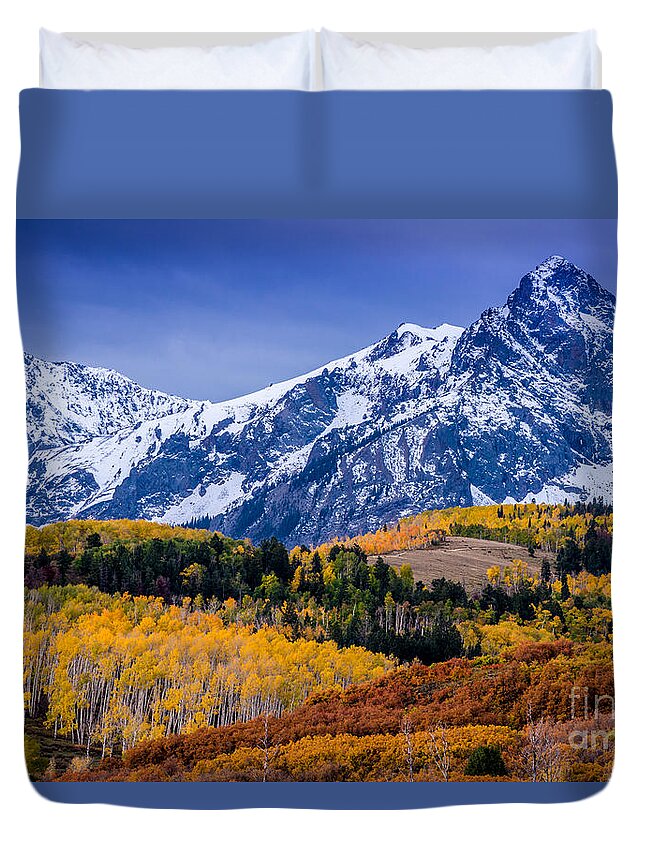 Rocky Mountains Duvet Cover featuring the photograph Sneffels Range Fall Sunrise - Dallas Divide - Colorado by Gary Whitton