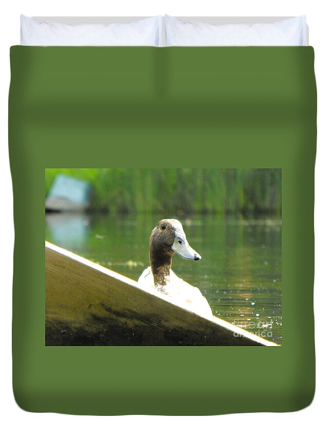 Duck Duvet Cover featuring the photograph Snooping Duck by Erick Schmidt
