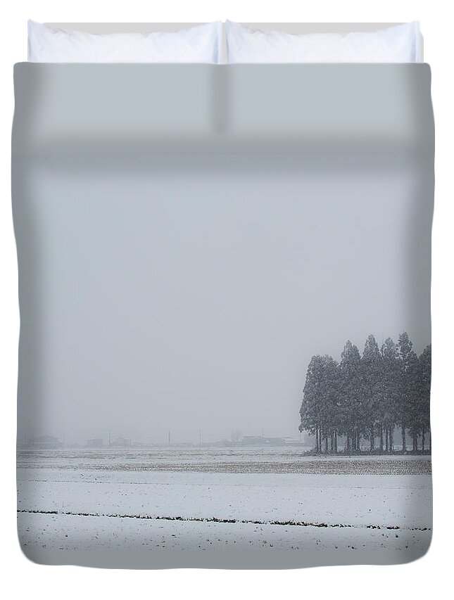Snow Duvet Cover featuring the photograph Snow Fields In Akita by Masa Asano