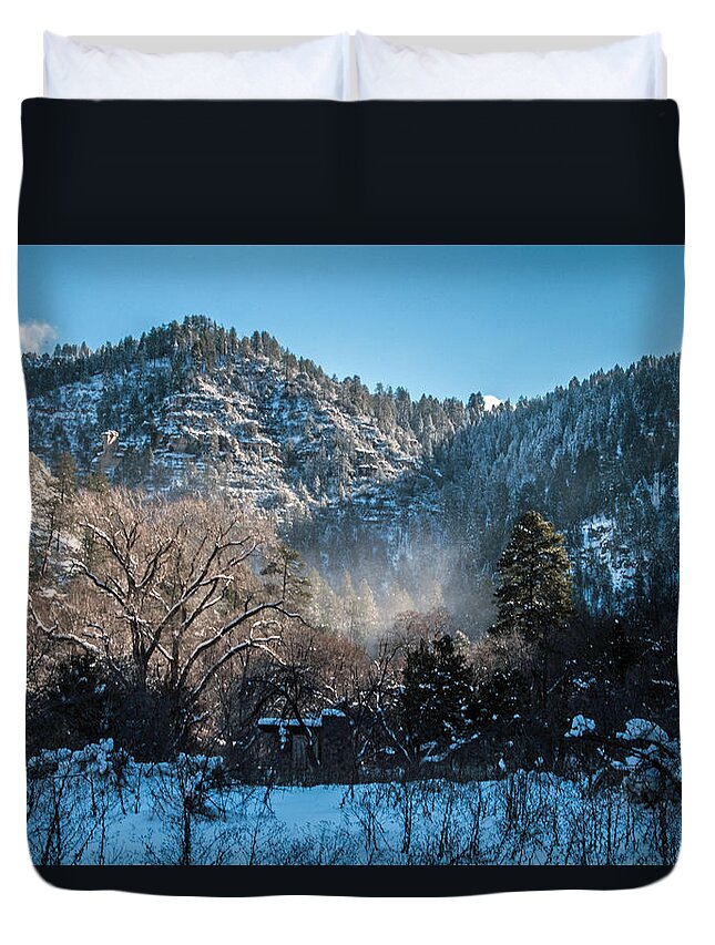 Snow Duvet Cover featuring the photograph Snow Flurry in West Fork by Tam Ryan
