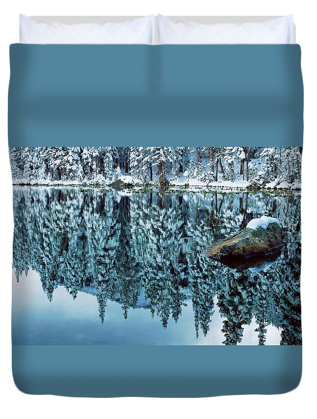 Photograph Duvet Cover featuring the photograph Snow Mirror by Eric Glaser