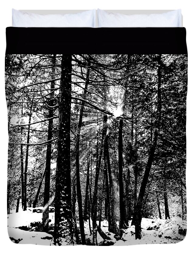 Rockwood Duvet Cover featuring the photograph Snow Shower by Debbie Oppermann