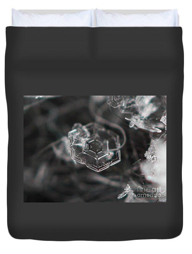 Geometric Duvet Cover featuring the photograph Snowflake Geometry by Stacey Zimmerman