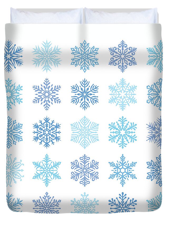 Holiday Duvet Cover featuring the digital art Snowflakes by Ulimi