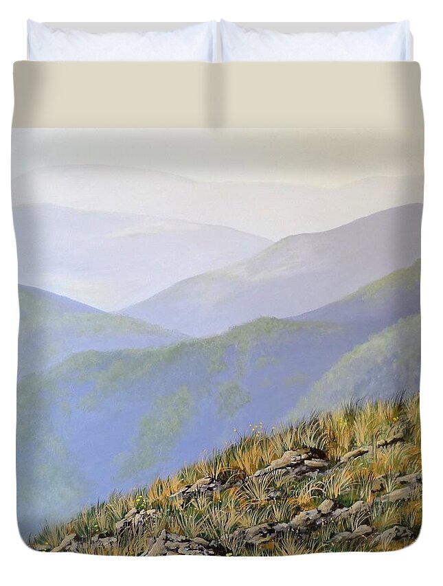 Australia Duvet Cover featuring the painting Snowy's in summer by Anne Gardner