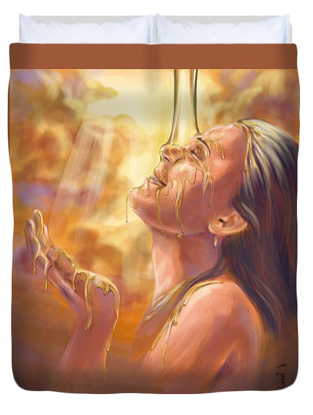 Prophetic Painting Duvet Cover featuring the digital art Soaking in Glory by Tamer and Cindy Elsharouni