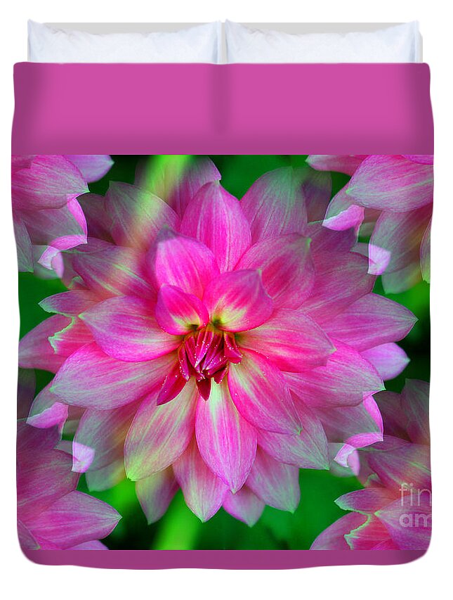 Dahlia Duvet Cover featuring the photograph Soft Pink Endless Dahlia by Judy Palkimas