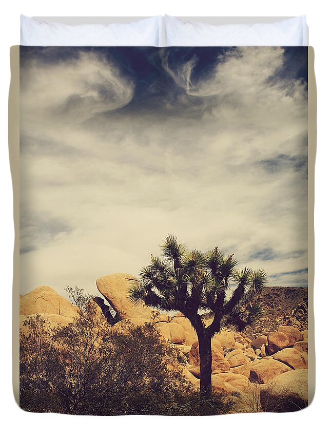 Joshua Tree National Park Duvet Cover featuring the photograph Solitary Man by Laurie Search