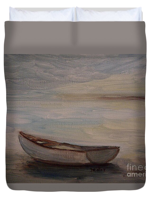 Boat Duvet Cover featuring the painting Solitude by Julie Brugh Riffey